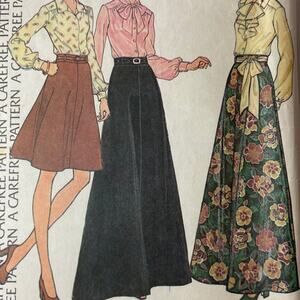 McCalls 3797 Top Skirt Pattern Miss 10 Long Neck Bow Date Evening 70s Midi